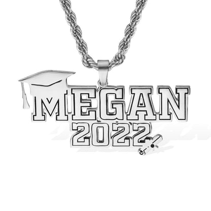 Dainty 18K Gold Plated Personalized Graduation Necklace with Name