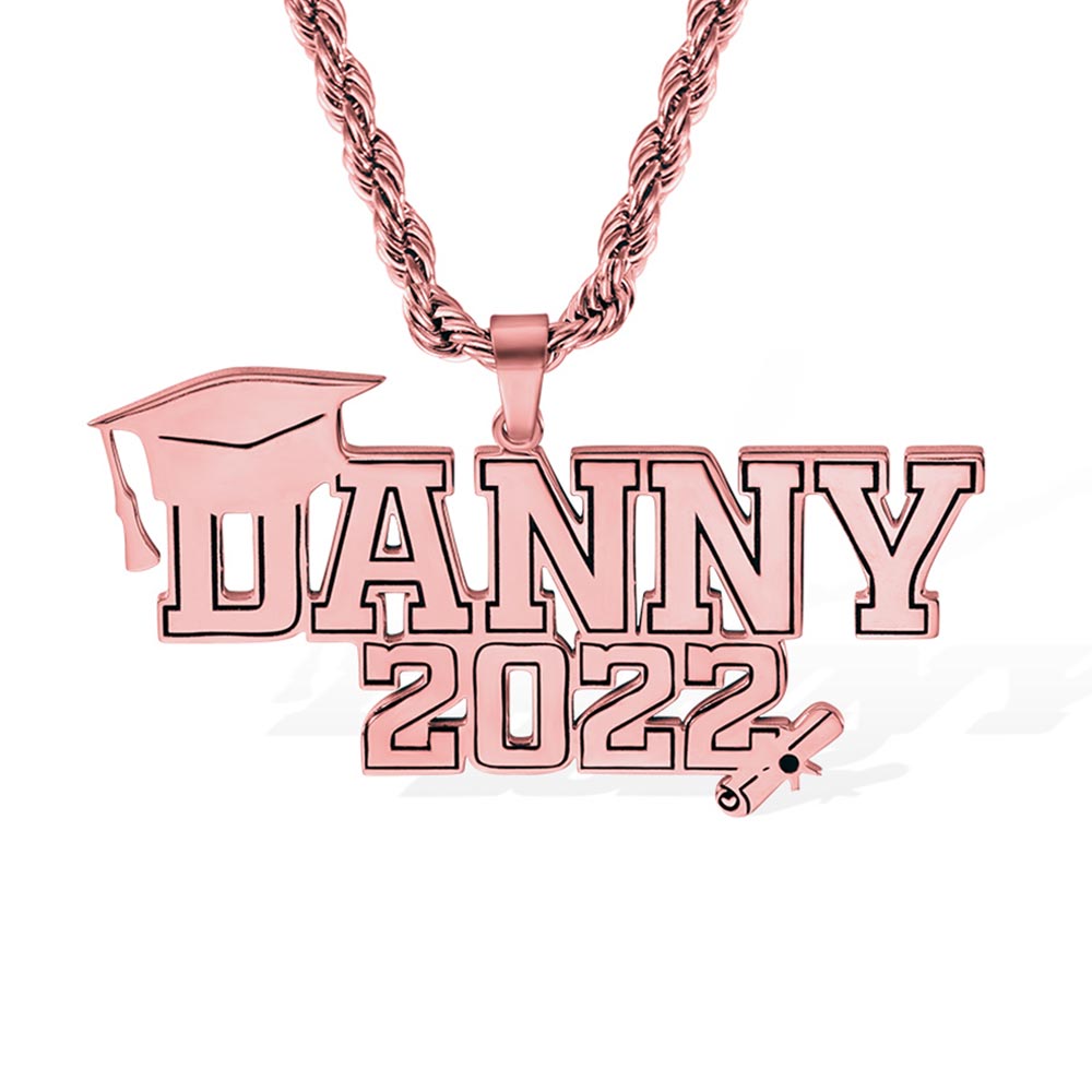 Dainty 18K Gold Plated Personalized Graduation Necklace with Name