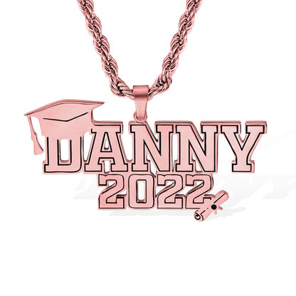 Dainty 18K Gold Plated Personalized Graduation Necklace with Name