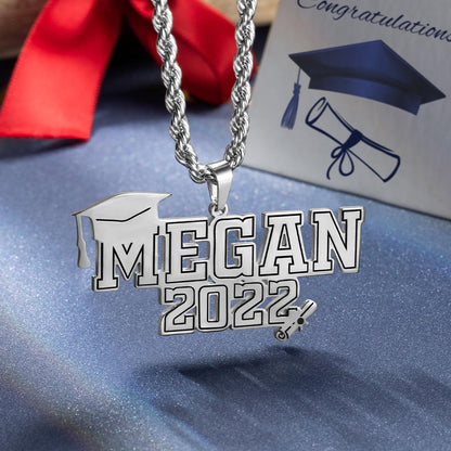 Dainty 18K Gold Plated Personalized Graduation Necklace with Name