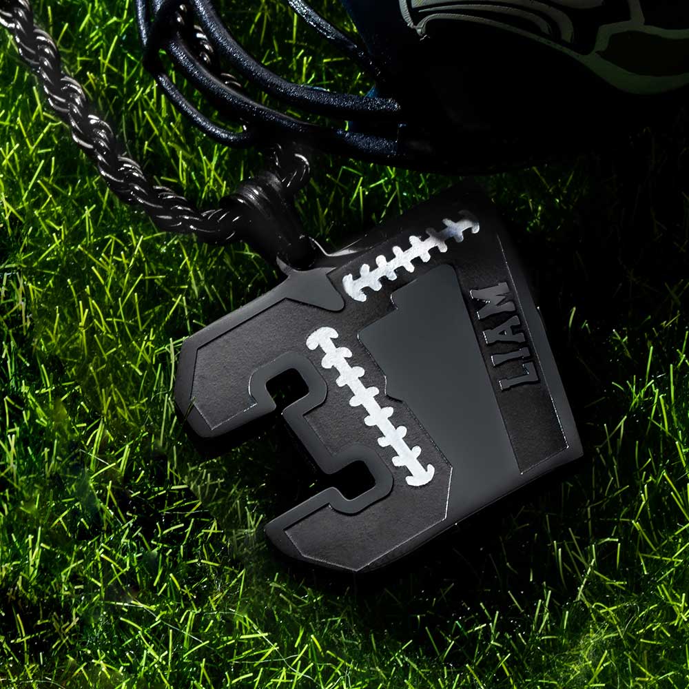 Personalized Football Sports Number Necklace with Name