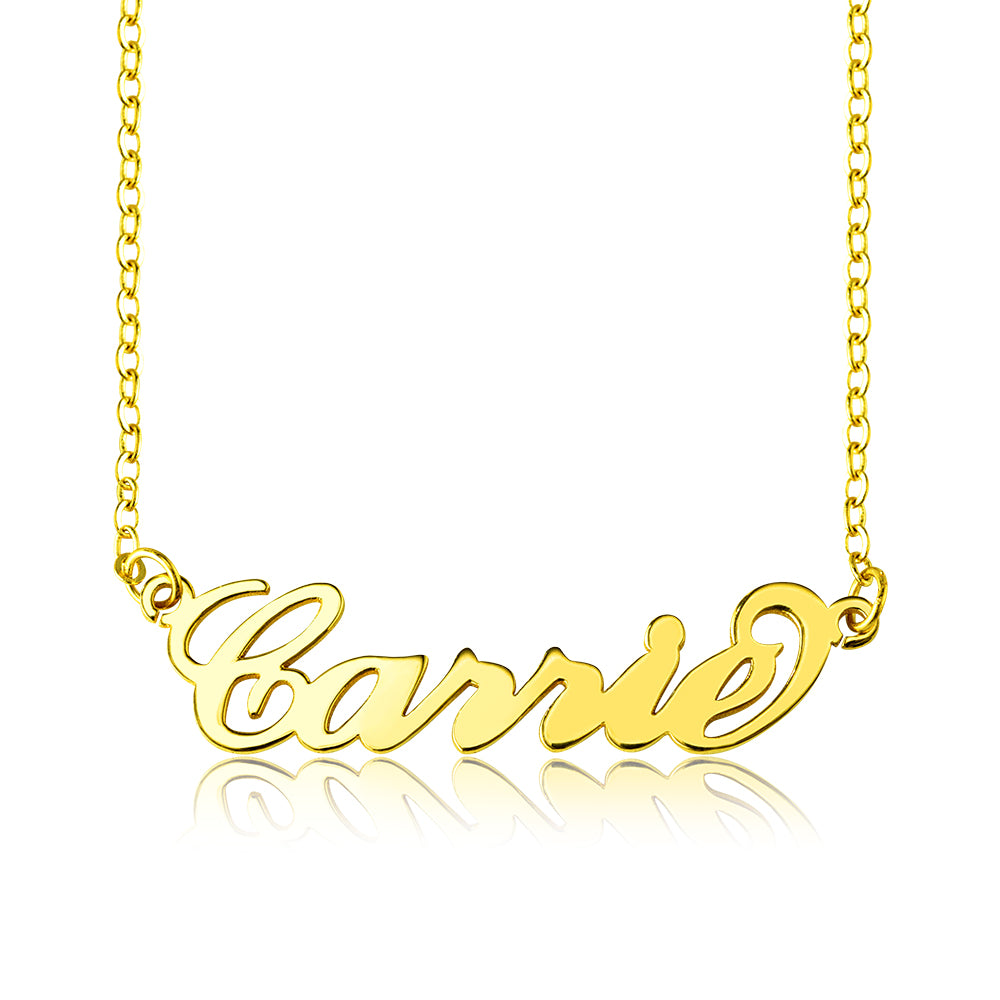 Personalized Carrie Necklace, Gold Carrie Necklace, Name Necklace, Fashion Carrie Name Necklace, My Name Sterling Silver Necklace