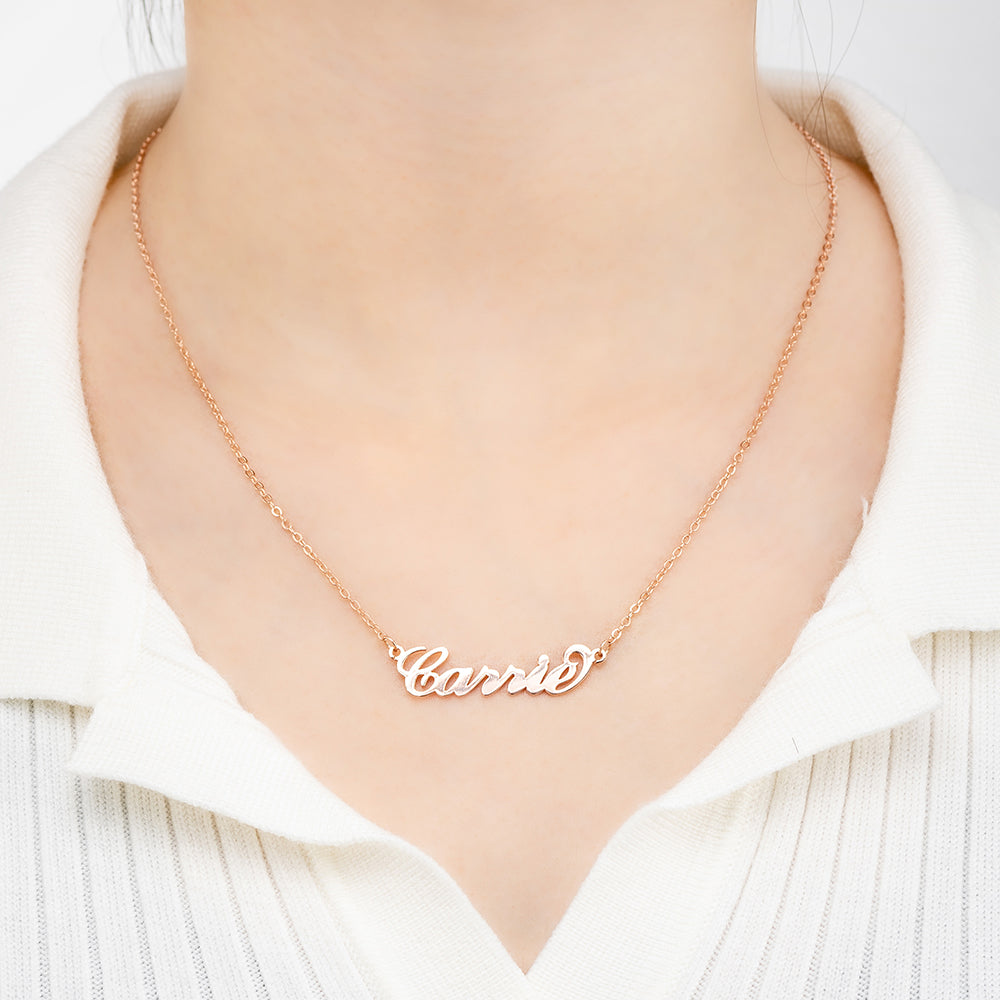 Personalized Carrie Necklace, Gold Carrie Necklace, Name Necklace, Fashion Carrie Name Necklace, My Name Sterling Silver Necklace