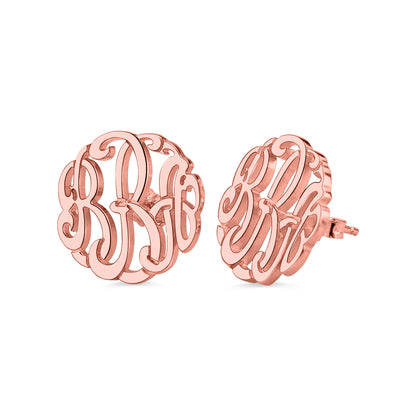 Personalized Silver Hand-painted Monogram Stud Earrings, Custom initial studs for her