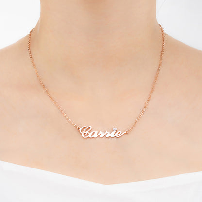 Birth stone Personalized Carrie Necklace, Gold Carrie Necklace, Name Necklace, BirthStone Carrie Name Necklace