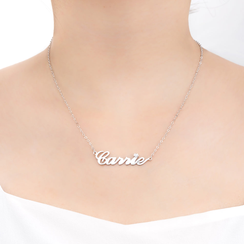 Birth stone Personalized Carrie Necklace, Gold Carrie Necklace, Name Necklace, BirthStone Carrie Name Necklace