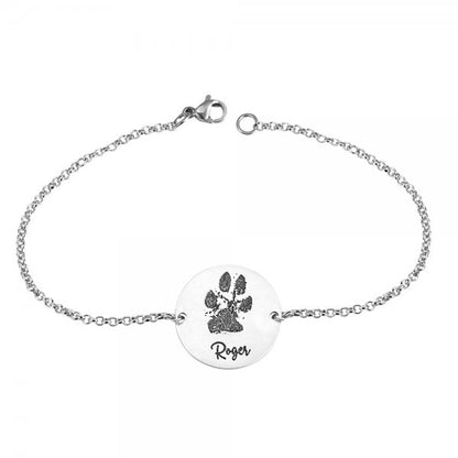 Custom Dog Paw Round Charm Bracelet, personalized custom charms cuff bracelet for dog lovers