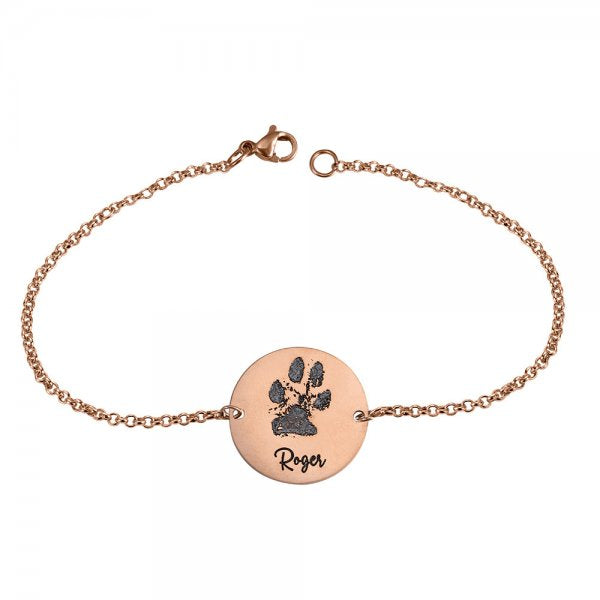 Custom Dog Paw Round Charm Bracelet, personalized custom charms cuff bracelet for dog lovers