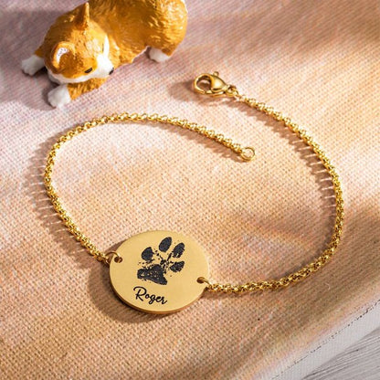 Custom Dog Paw Round Charm Bracelet, personalized custom charms cuff bracelet for dog lovers