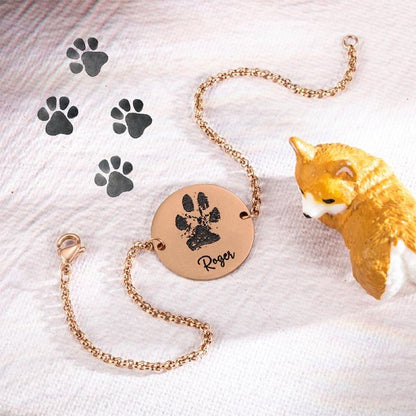 Custom Dog Paw Round Charm Bracelet, personalized custom charms cuff bracelet for dog lovers