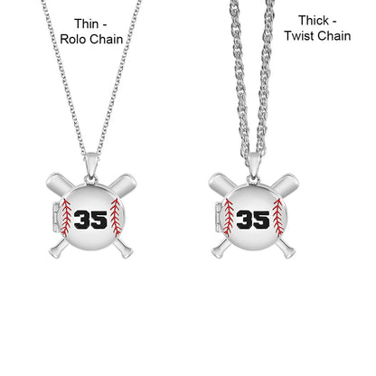 Baseball Necklace with Photo & Engraving - Ball Shape Short Style