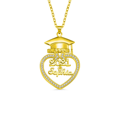 Personalized Heart Name Graduation Necklace, custom heart necklaces for her