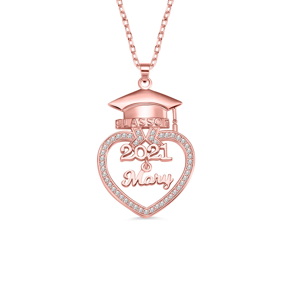 Personalized Heart Name Graduation Necklace, custom heart necklaces for her