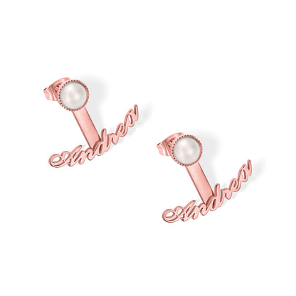 Custom Name Pearl Stud Earrings, Personalized Name Stud Earring for her