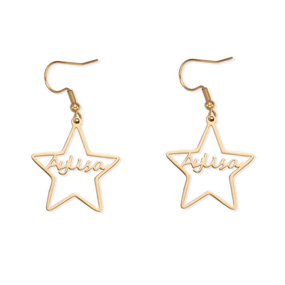 Personalized Star Name Earrings, Custom earrings for her