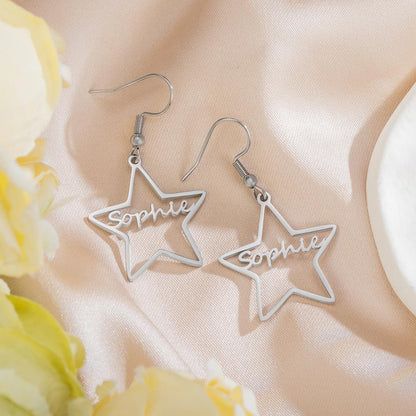 Personalized Star Name Earrings, Custom earrings for her