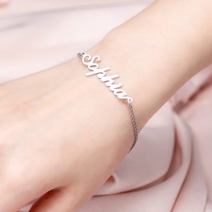 Personalized Sterling Silver Carrie Name Bracelet, dainty custom name bracelets