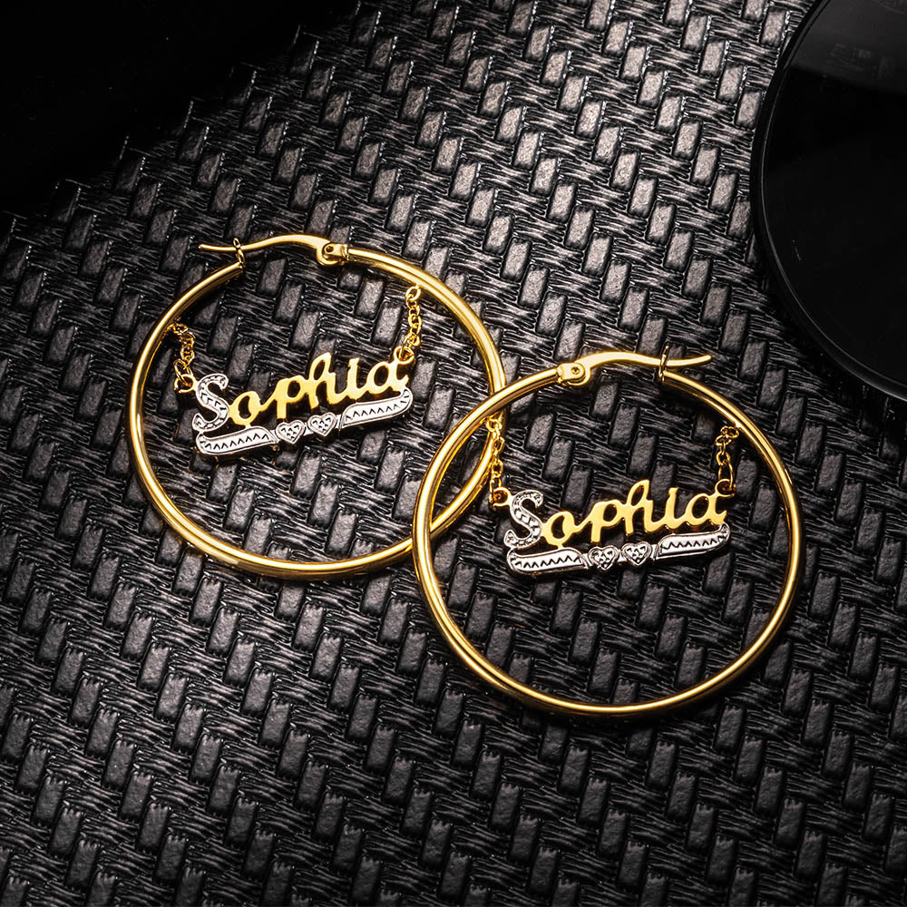 Customized Name Hoop Earrings, custom Name hoops for her