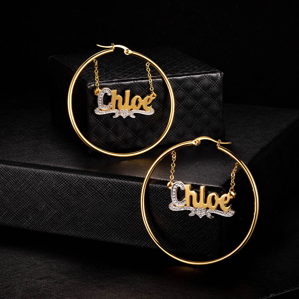 Customized Name Hoop Earrings, custom Name hoops for her