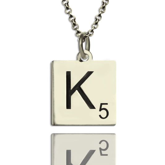 Scrabble Initial Letter Necklace- 925 Sterling Silver