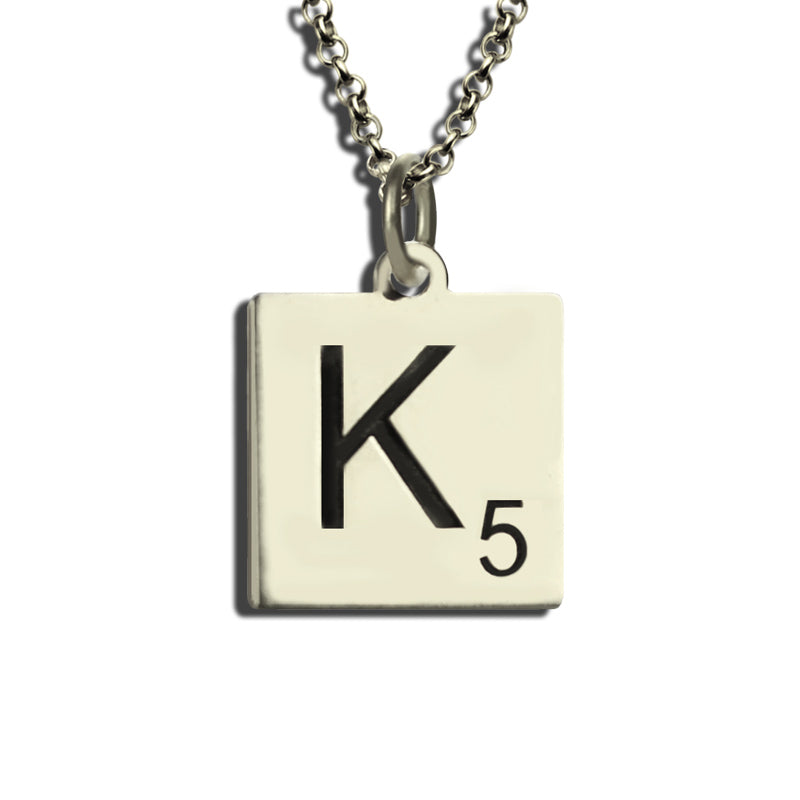 Scrabble Initial Letter Necklace- 925 Sterling Silver