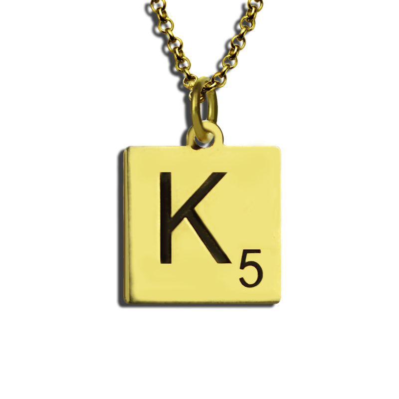 Scrabble Initial Letter Necklace- 925 Sterling Silver