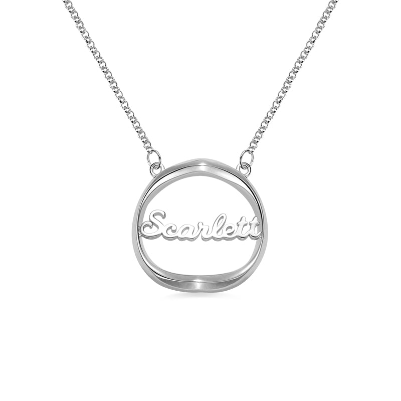 Dainty 18K Gold Plated Personalized Shadow Heart Name Necklace in Silver