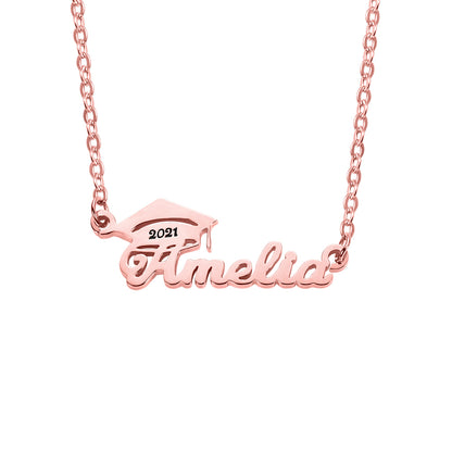 Personalized Bachelor Cap Name Necklace, Graduation Gifts