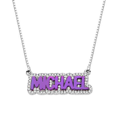 Custom Iced Out Colorful Name Necklace