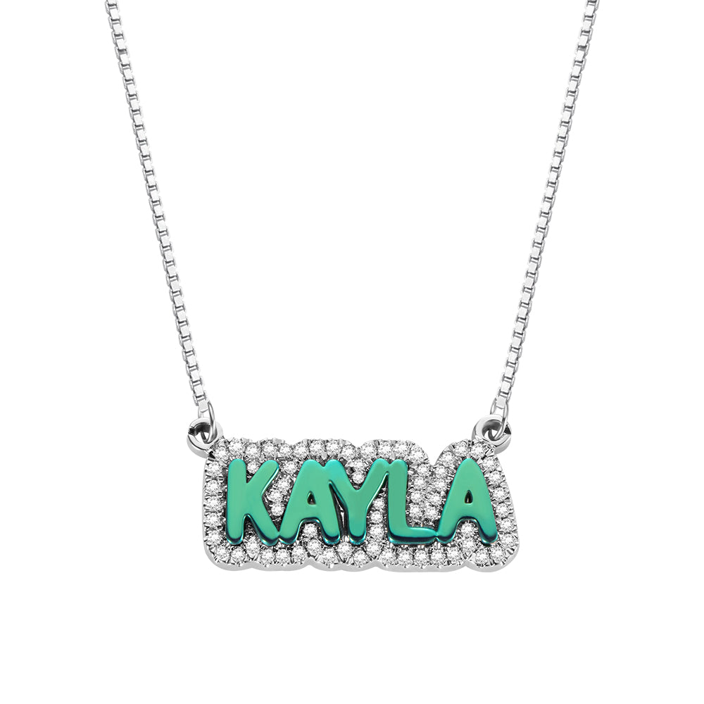 Custom Iced Out Colorful Name Necklace