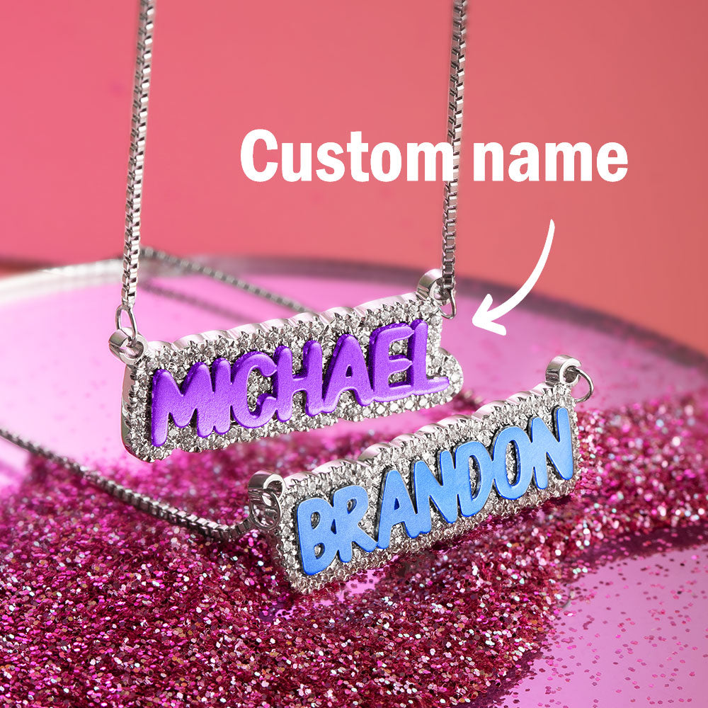 Custom Iced Out Colorful Name Necklace