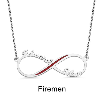 Custom Firefighter Infinity Name Necklace, Dainty Personalized Gift for firemen and firewomen