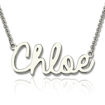 Personalized Cursive Style Name Necklace In Sterling Silver, Custom Jewelry for her