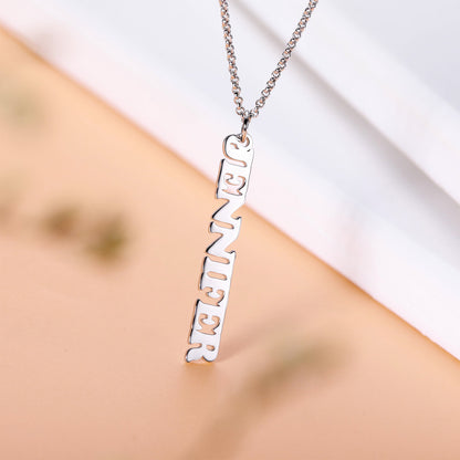 Dainty 18K Gold Plated Personalized Vertical Name Necklace