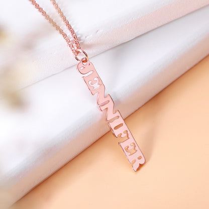 Dainty 18K Gold Plated Personalized Vertical Name Necklace