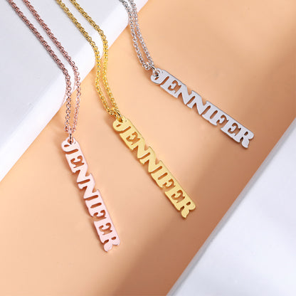 Dainty 18K Gold Plated Personalized Vertical Name Necklace