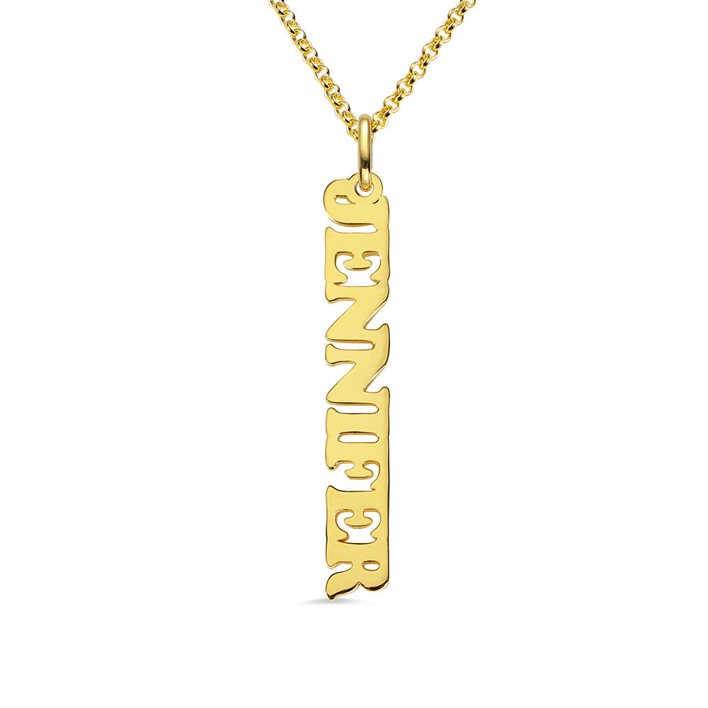 Dainty 18K Gold Plated Personalized Vertical Name Necklace