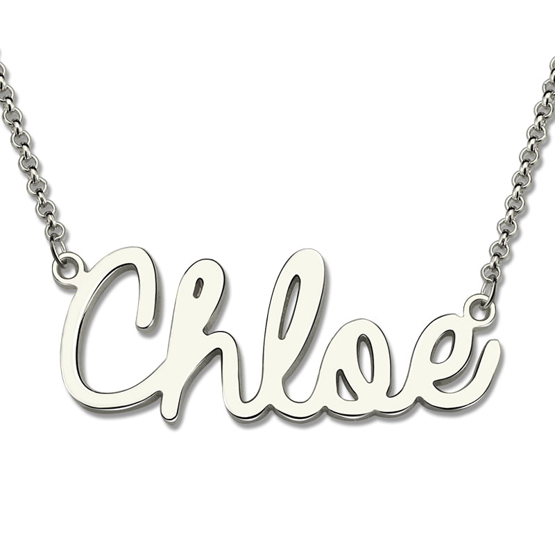 Personalized Cursive Style Name Necklace In Sterling Silver, Custom Jewelry for her