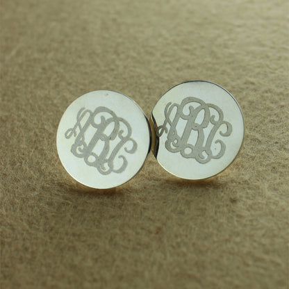 Engraved Disc Monogram Stud Earrings Sterling Silver, custom initial studs for ehr