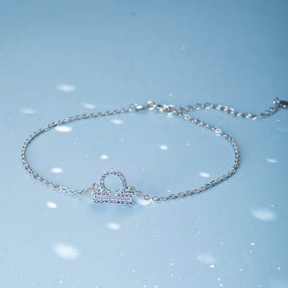 Zodiac Bracelet & Constellation Anklet with Birthstone - Sign Style