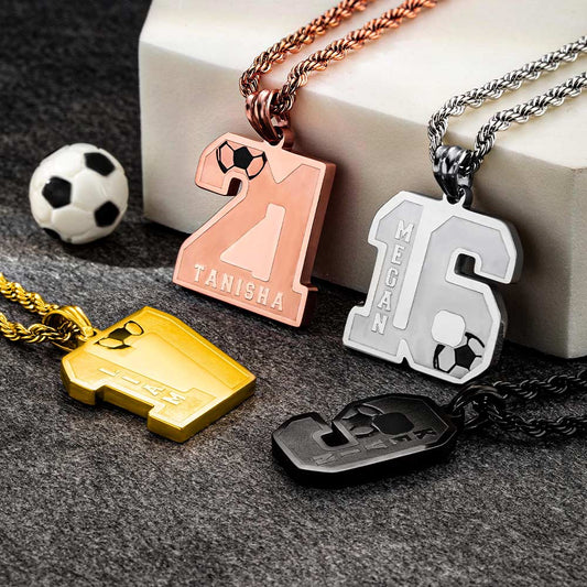 Custom Soccer Number Necklace with Name