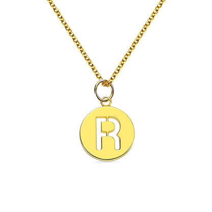 Dainty 18K Gold Plated Personalized Cut Out Initial Disc Necklace