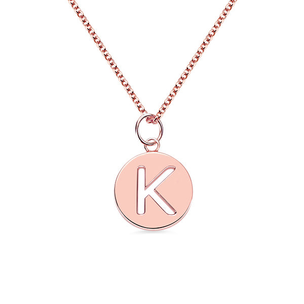 Dainty 18K Gold Plated Personalized Cut Out Initial Disc Necklace