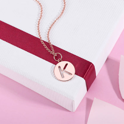 Dainty 18K Gold Plated Personalized Cut Out Initial Disc Necklace