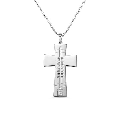 Engraved Football Cross Necklace, personalized gift for football players, custom necklace for football