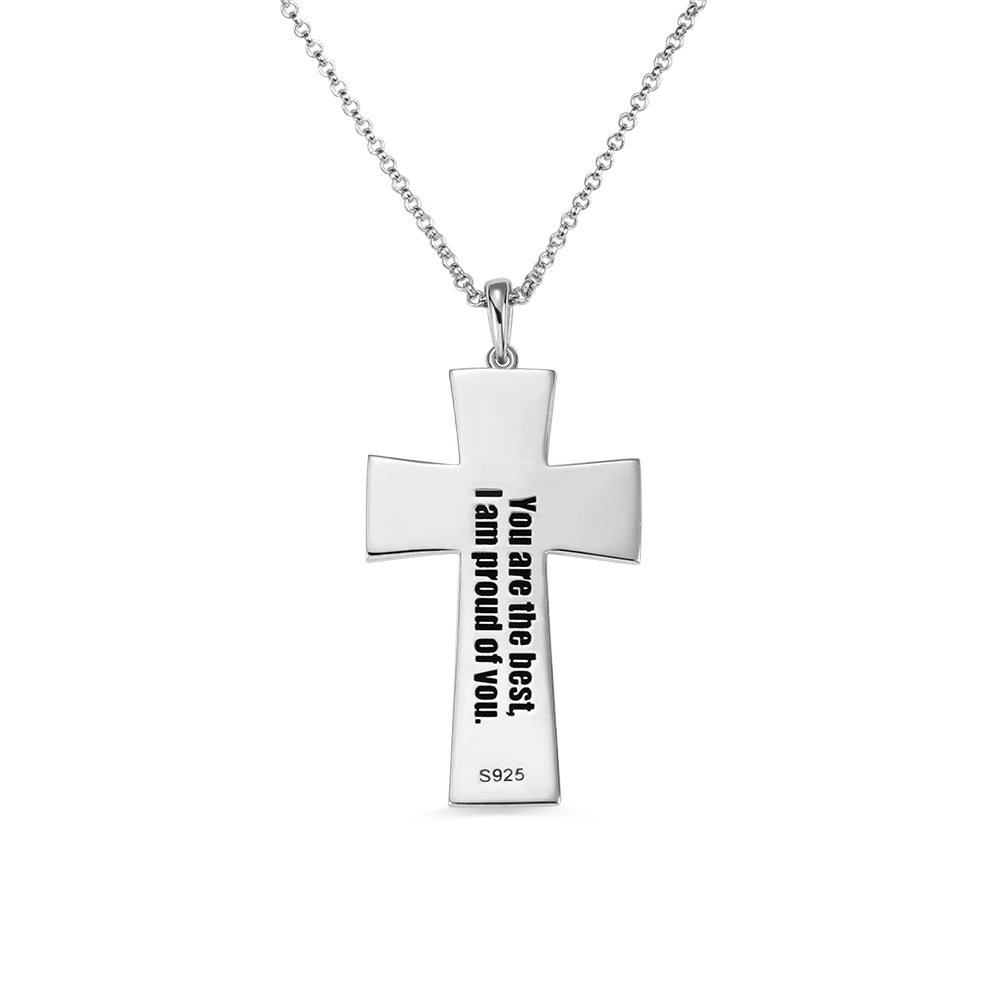 Engraved Football Cross Necklace, personalized gift for football players, custom necklace for football