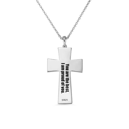 Engraved Football Cross Necklace, personalized gift for football players, custom necklace for football