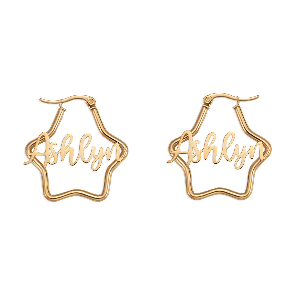 Personalized Three-Dimensional Stars Name Earrings, Custom Earing for her