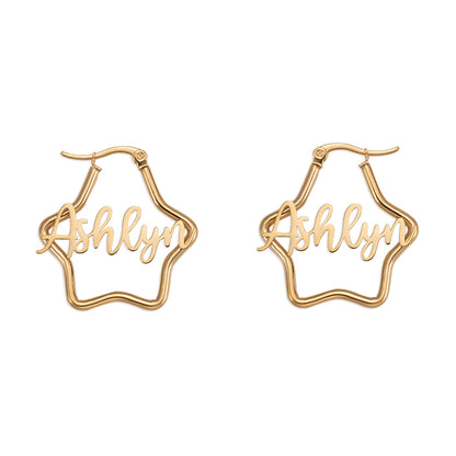 Personalized Three-Dimensional Stars Name Earrings, Custom Earing for her