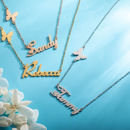 Custom Fashion Butterfly Clavicle Name Necklace